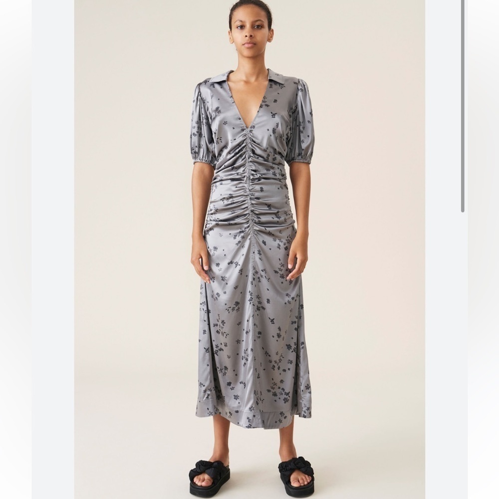 Ganni Silk Stretch Satin Dress Size Small NWT - Picture 1 of 13